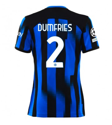 Inter Milan Denzel Dumfries #2 Primera Equipación Mujer 2023-24 Manga Corta